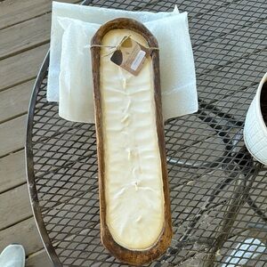 Rustic Wooden Candle Holder with Cream Wax. 100% Soy Candle. “Brand New”